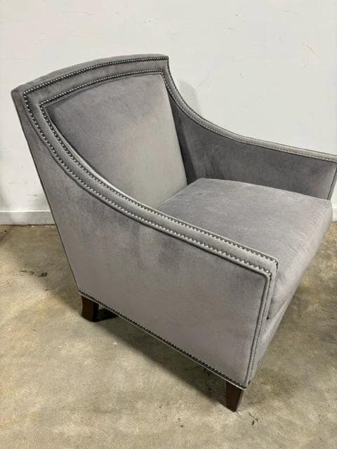 CBS Furniture Slate Velvet Chair With Silver Nailheads - Thumbnail 2