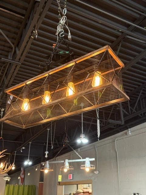 Industrial Linear 4 Light Chandelier - Thumbnail 2