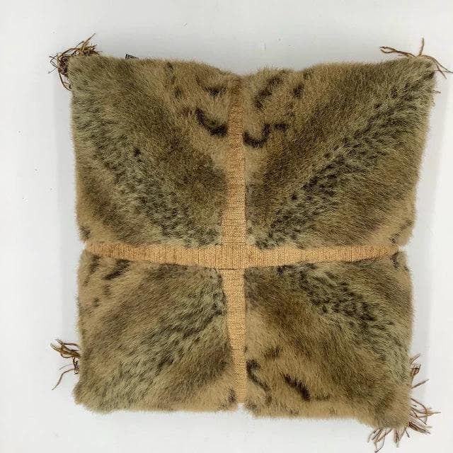 Fur Accent Pillow with Tassels - Image 1