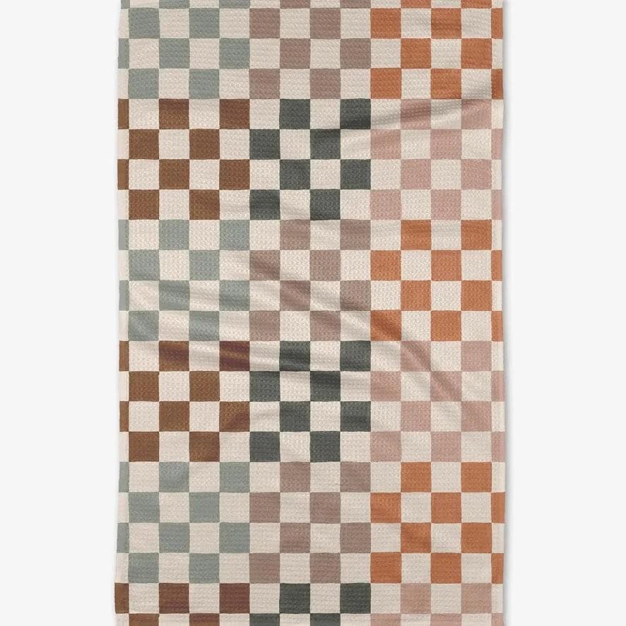 *NEW* Geometry Autumn Checkers Tea Towel - Image 1