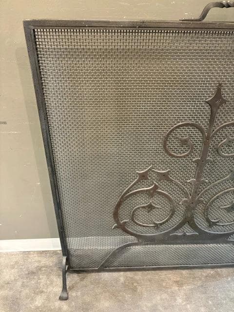 Antique Gothic Style Iron Fireplace Screen - Thumbnail 2
