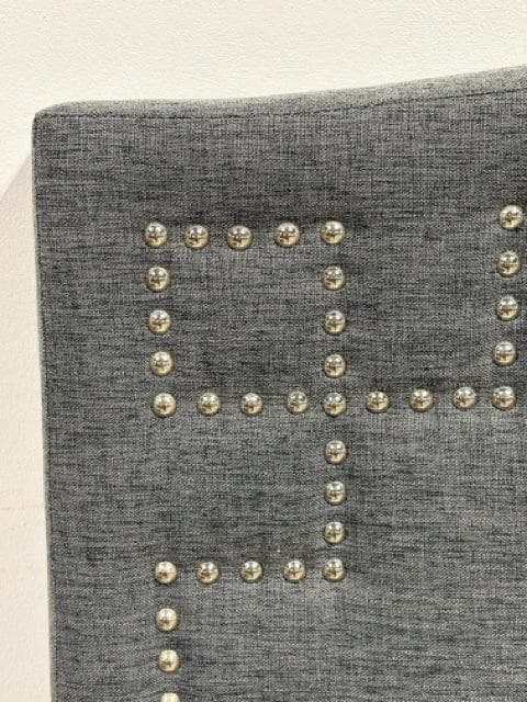 Full Grey Upholstered Headboard With Nailheads - Thumbnail 2
