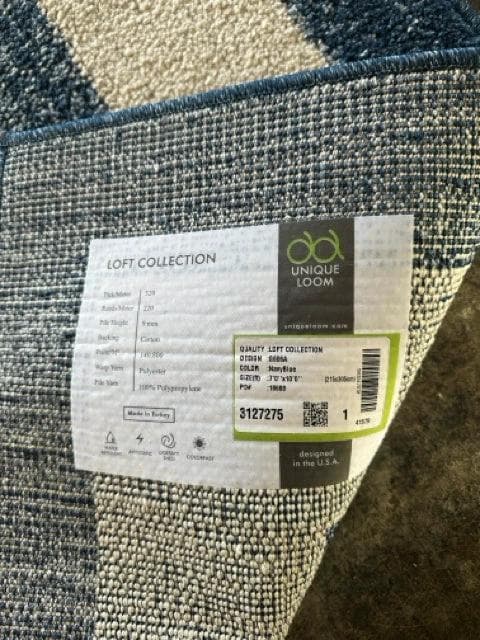 7 X 10 Unique Loom Navy Blue Loft Collection Area Rug - Thumbnail 3