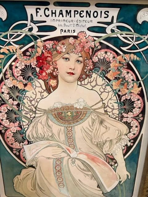 A Mucha "F.Champenois 1898 Print" Framed Wall Art Nouveau Paris - Thumbnail 3
