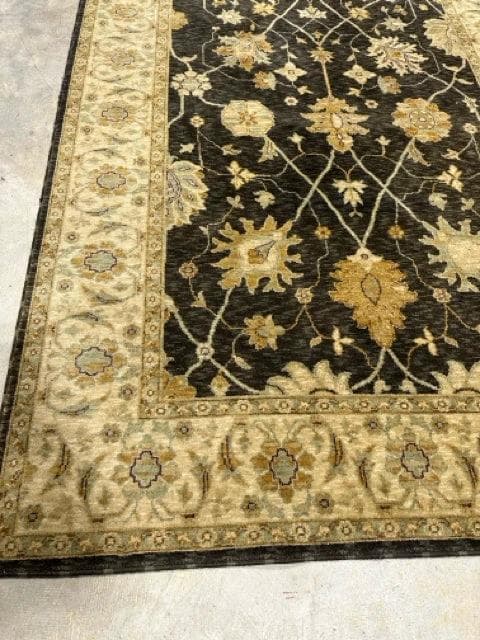 5 X 8 Gold And Green Wool Floral Rug - Thumbnail 2