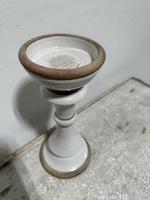 Pottery Barn Mariposa Large Ceramic Pillar Candleholder - Thumbnail 2