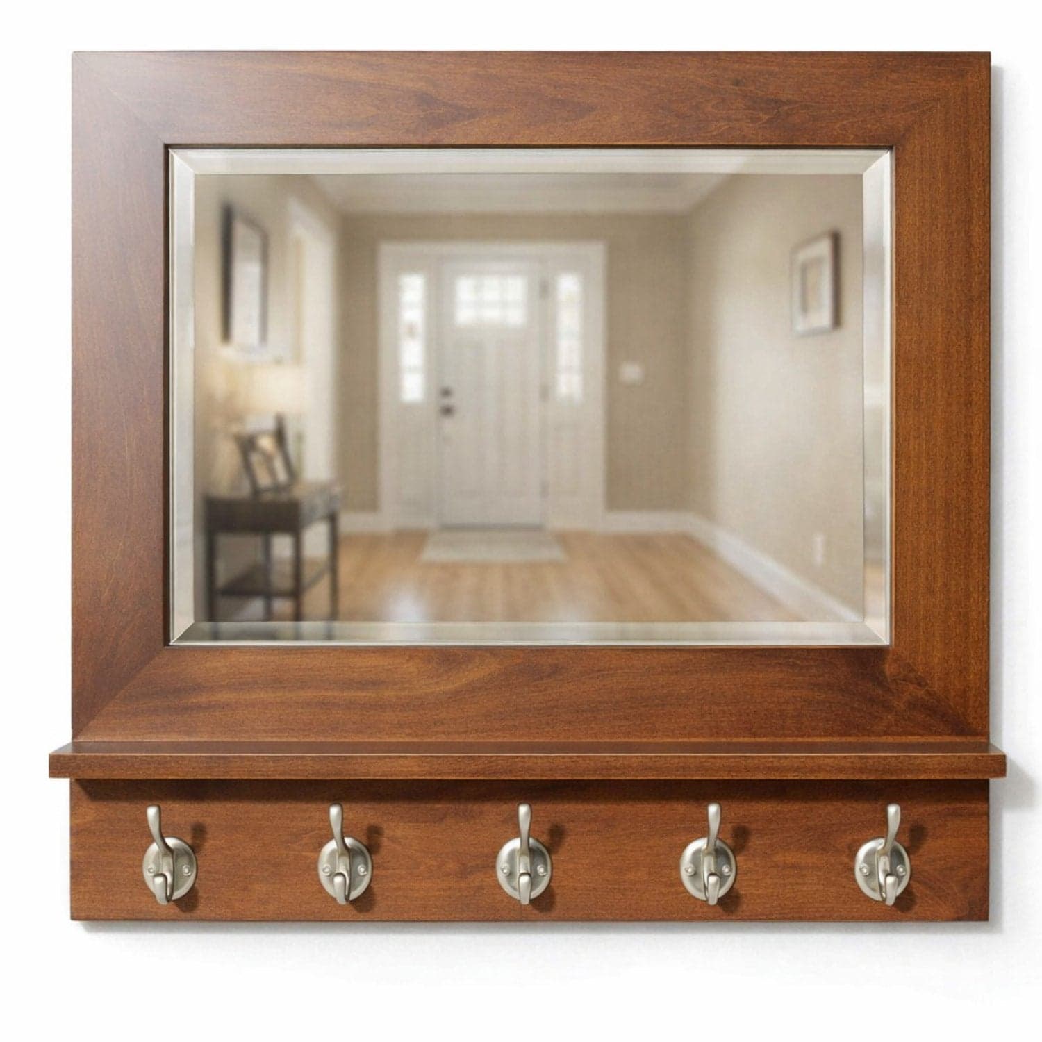 Cherry Mirror w/Coat Hooks - Image 1