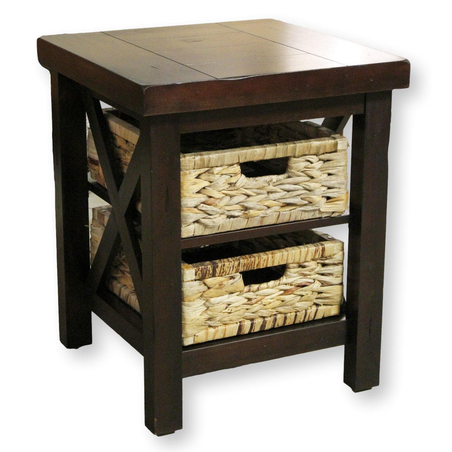 Mahogany End Table w/Basket Drawers - Mahogany Finish - Image 1