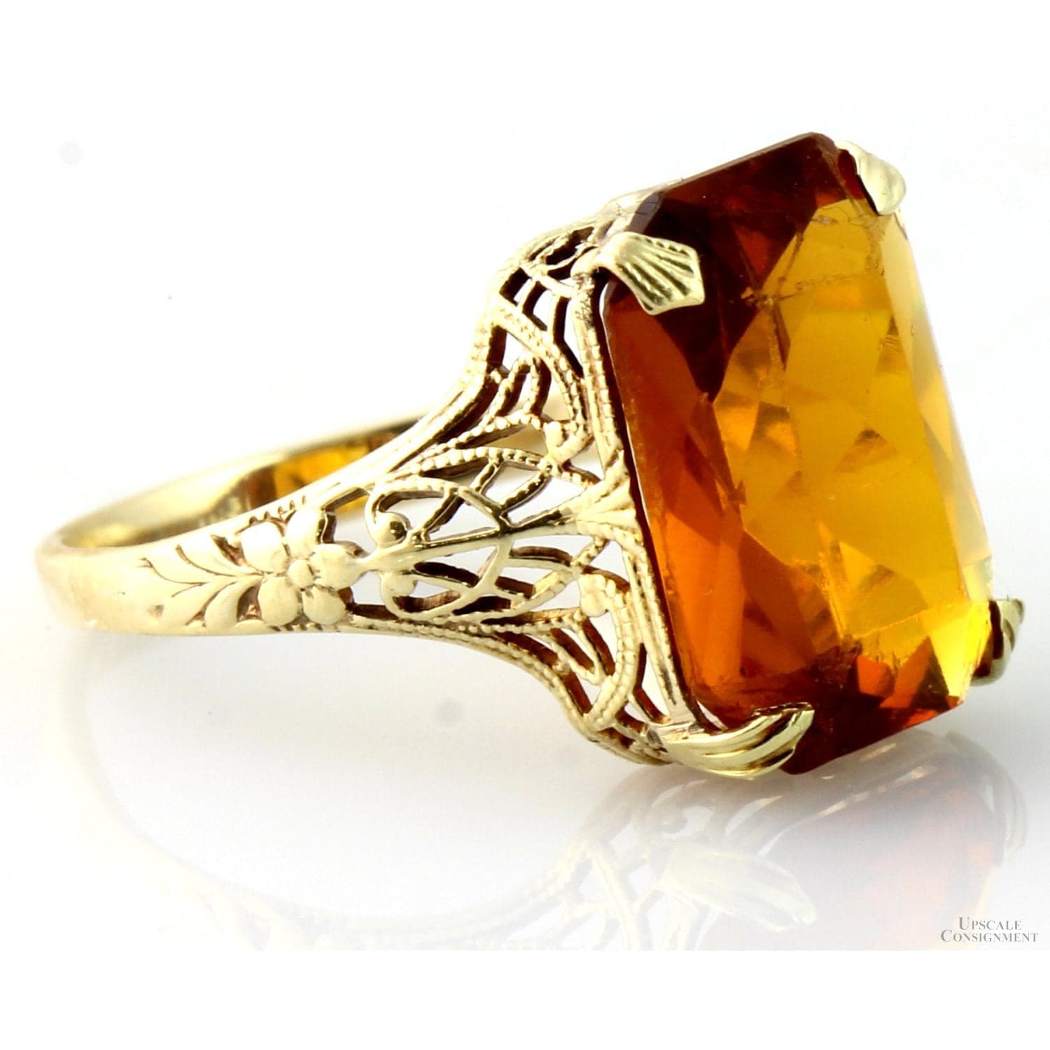 Color-Change Andalusite Art Deco Figree 10K Gold Ring - ~ 4+ carats - Size 6.75 - Thumbnail 2