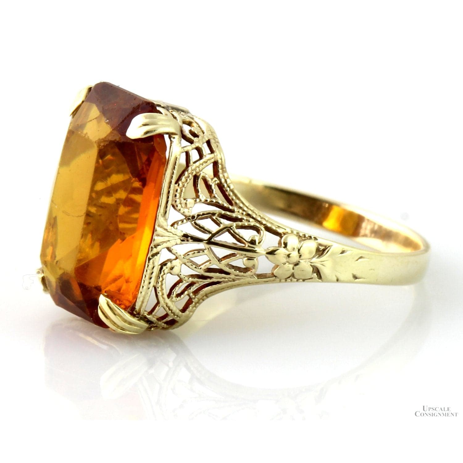 Color-Change Andalusite Art Deco Figree 10K Gold Ring - ~ 4+ carats - Size 6.75 - Thumbnail 3