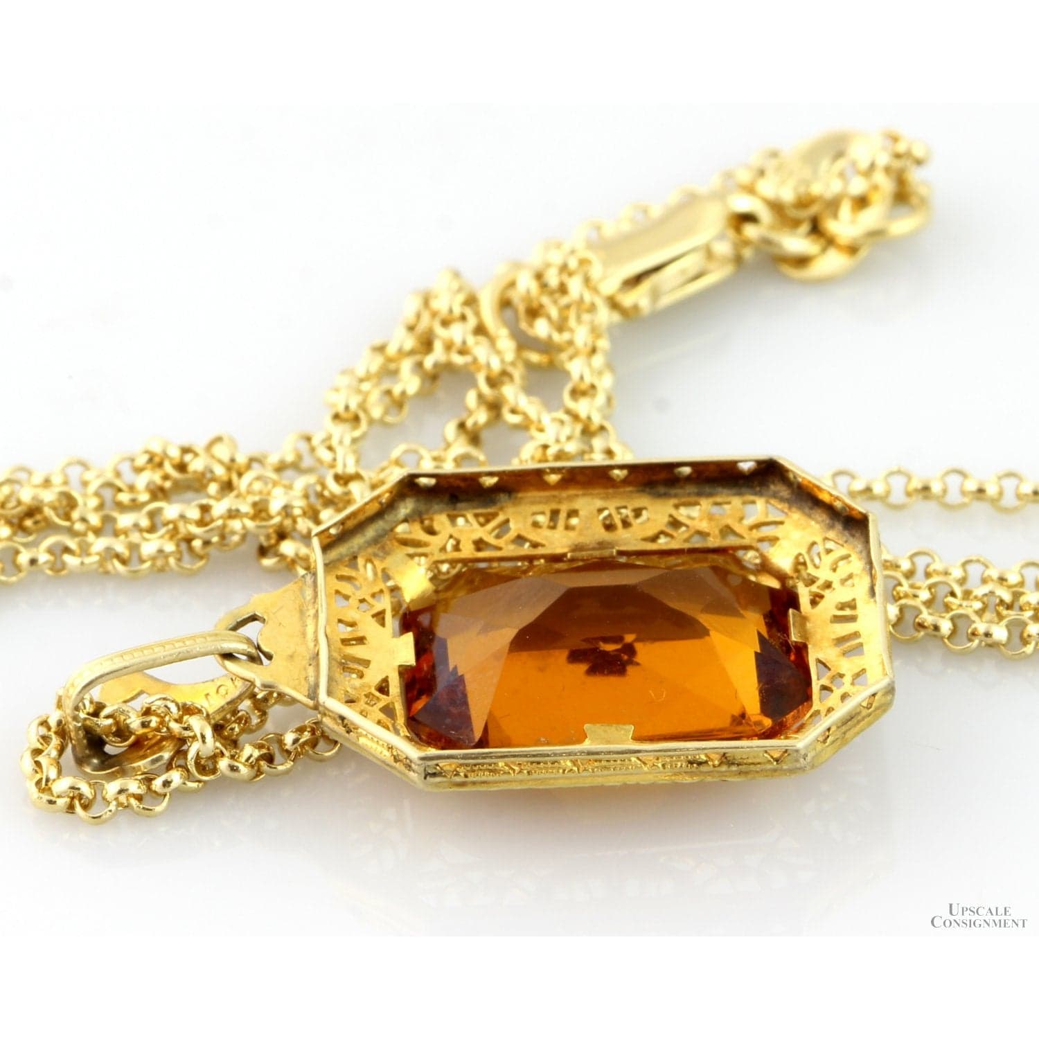 Color-Change Andalusite Art Deco Figree 10K Gold Pendant - ~ 4+ carats - 1.125" - Thumbnail 5