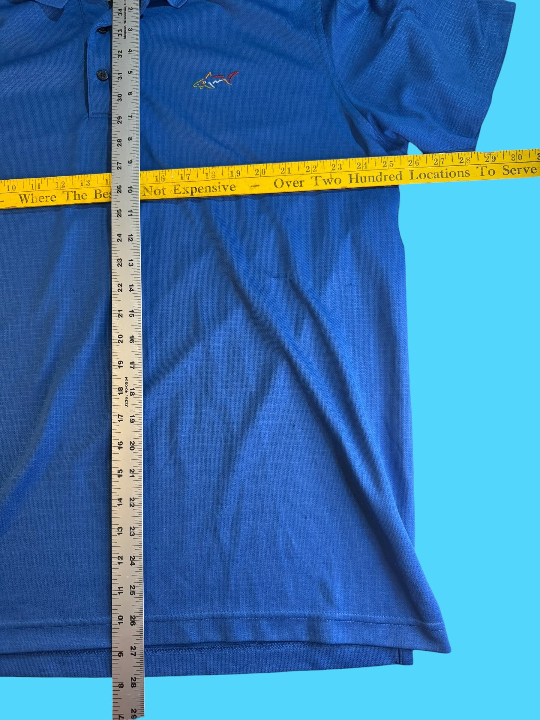 Greg Norman PlayDry Mens XXL Golf Polo Shirt Blue Moisture Wicking Shark Logo - Thumbnail 4