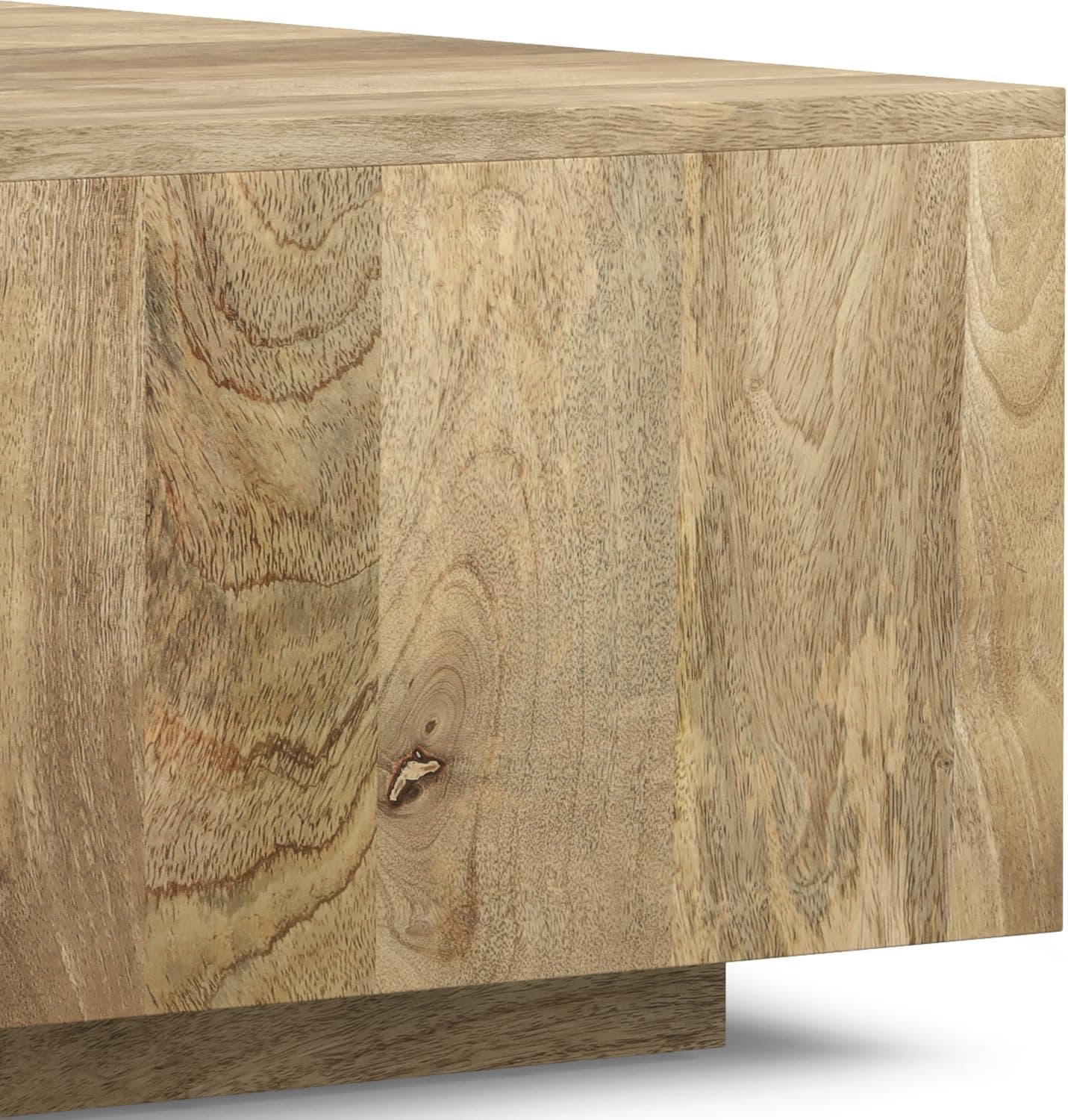 Lockhart Solid Mango Wood 30" Modern Square Coffee Table in Natural FFW-1014 - Thumbnail 4