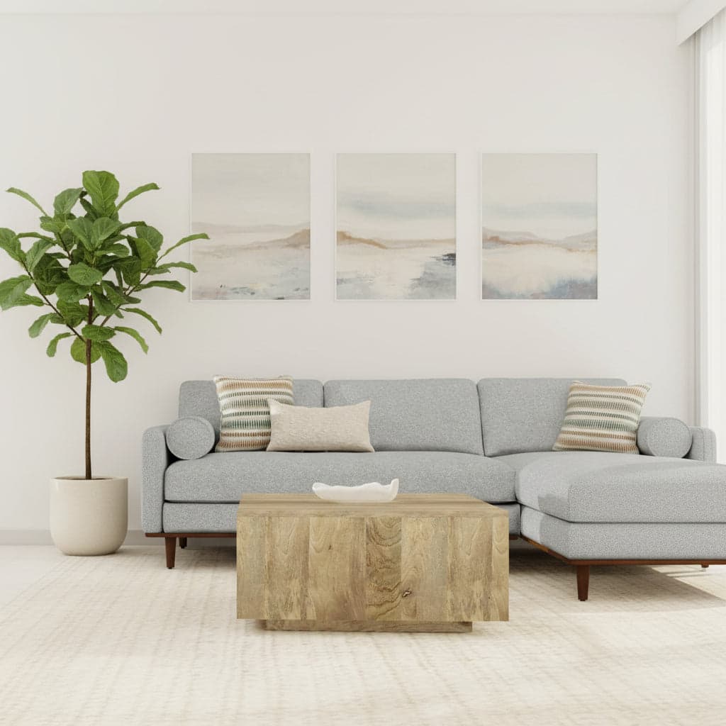 Lockhart Solid Mango Wood 30" Modern Square Coffee Table in Natural FFW-1014 - Thumbnail 2
