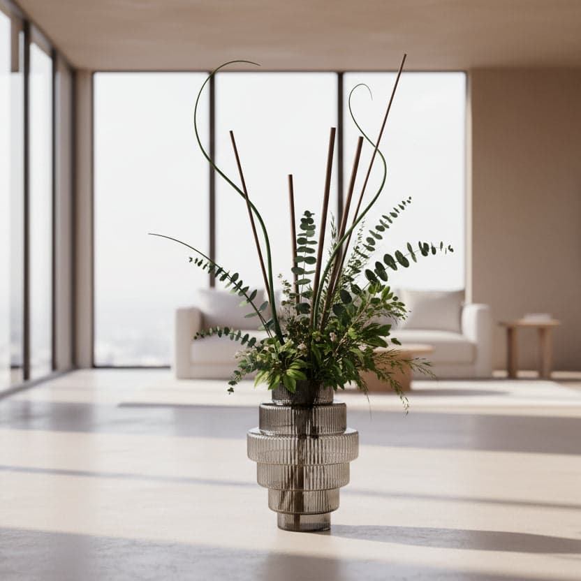 POLSPOTTEN Dark Gray Steps Hand blown Vase FFW-1138 - Thumbnail 2