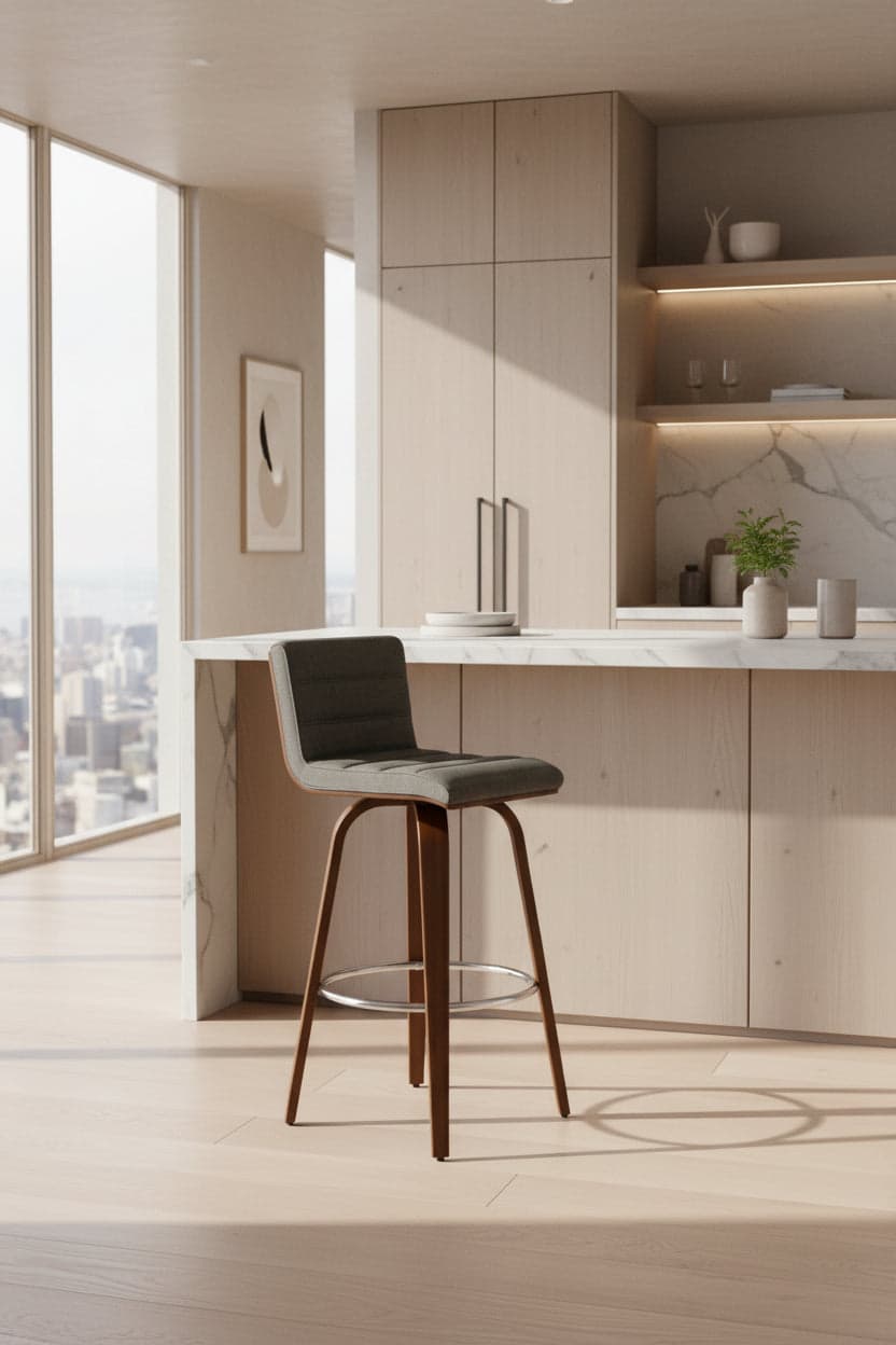 Roland Swivel Counter Height Stool in Grey Linen Look Fabric FFW258-672 - Image 1