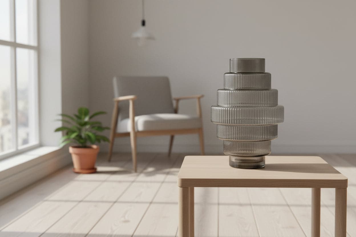 POLSPOTTEN Dark Gray Steps Hand blown Vase FFW-1138 - Image 1