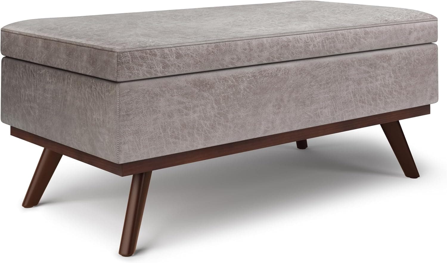 Owen 42" Coffee Table Storage Ottoman in Vegan Taupe/Grey Leather FFW258-645 - Image 1