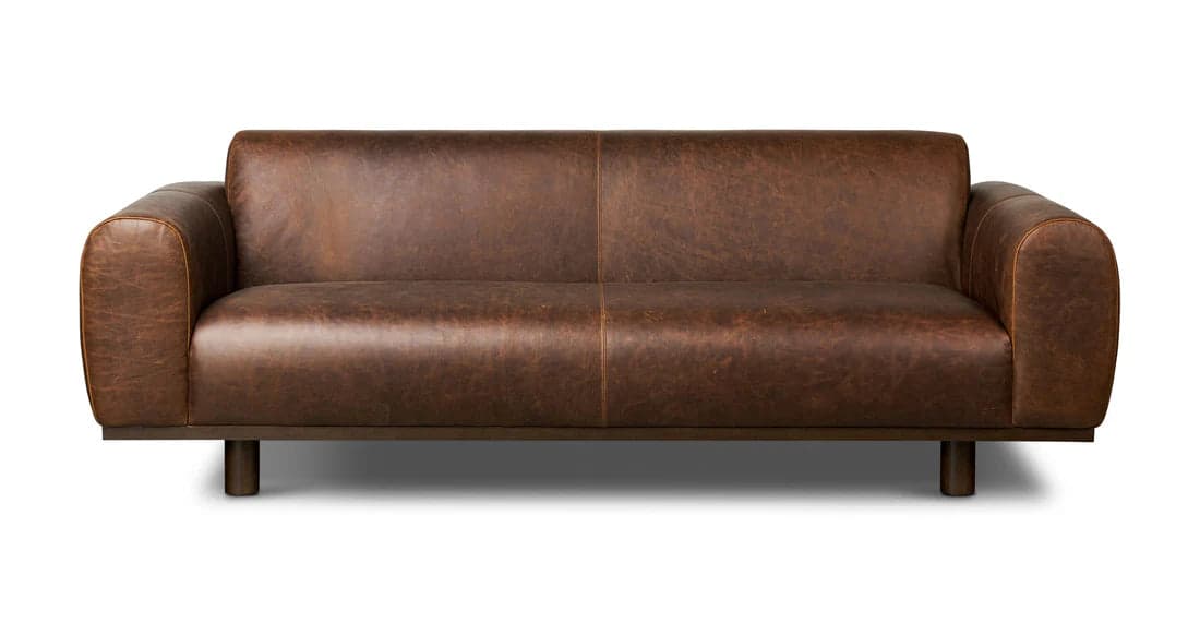 Poly & Bark Brescia Sofa - Chocolate Brown Italian Leather Couch FFE-1302 - Thumbnail 2