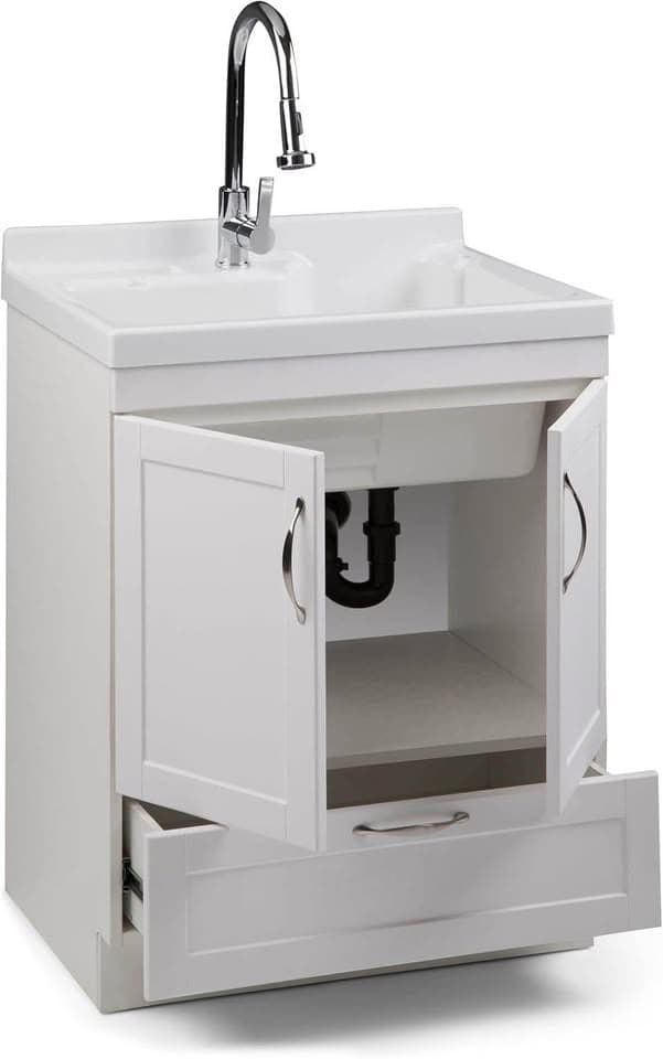DISPOSE- Maile 28-inch Utility Sink & Cabinet in Pure White FFW-1020 - Thumbnail 2