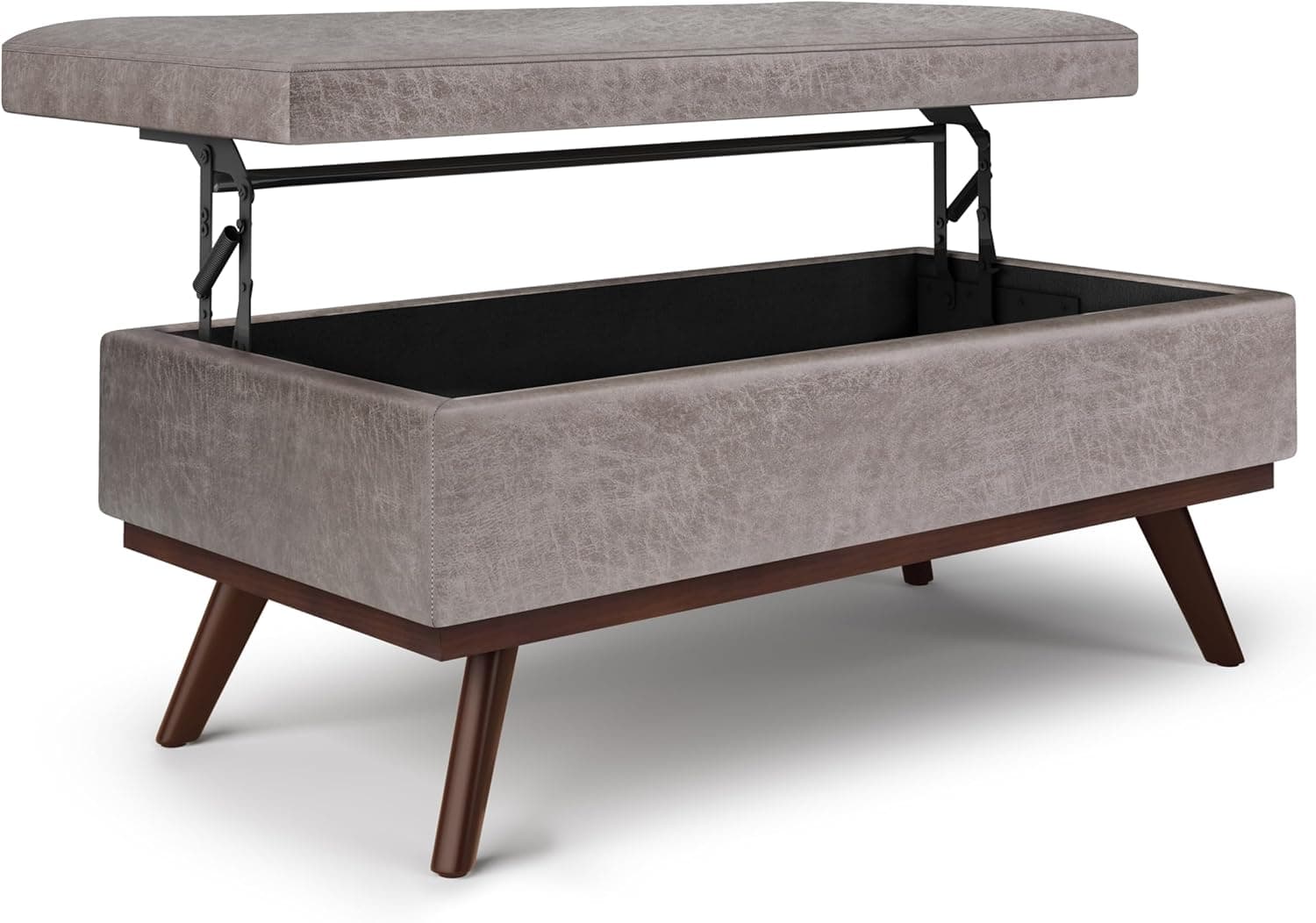 Owen 42" Coffee Table Storage Ottoman in Vegan Taupe/Grey Leather FFW258-645 - Thumbnail 2