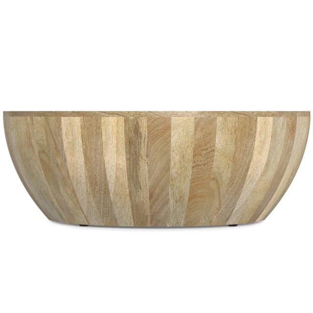 DISPOSE- Elmbrook SOLID MANGO WOOD 34 inch Wide Round Modern Industrial Drum Coffee Table in Natural, Fully Assembled FFW-1001 - Thumbnail 2