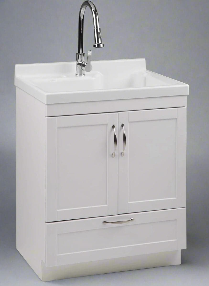DISPOSE- Maile 28-inch Utility Sink & Cabinet in Pure White FFW-1020 - Image 1