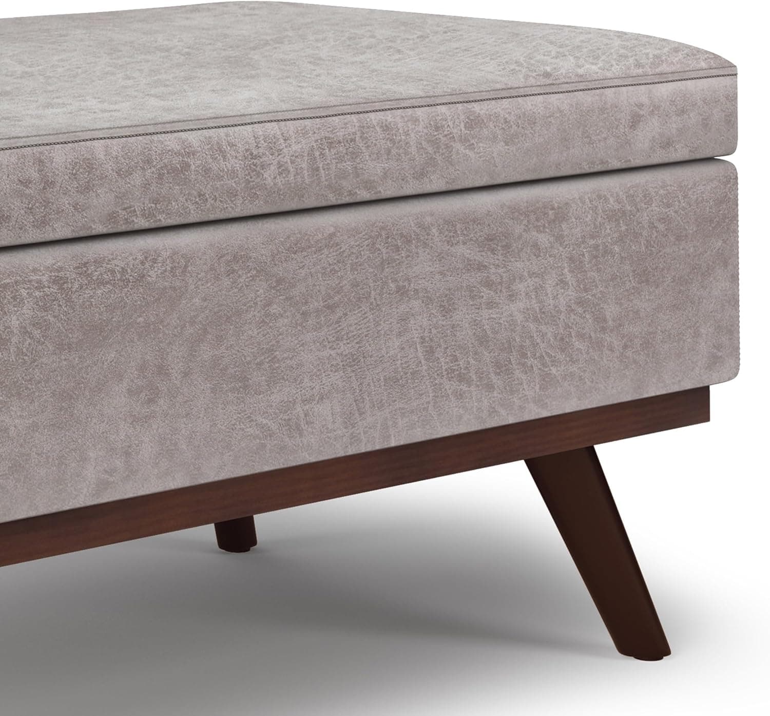 Owen 42" Coffee Table Storage Ottoman in Vegan Taupe/Grey Leather FFW258-645 - Thumbnail 4