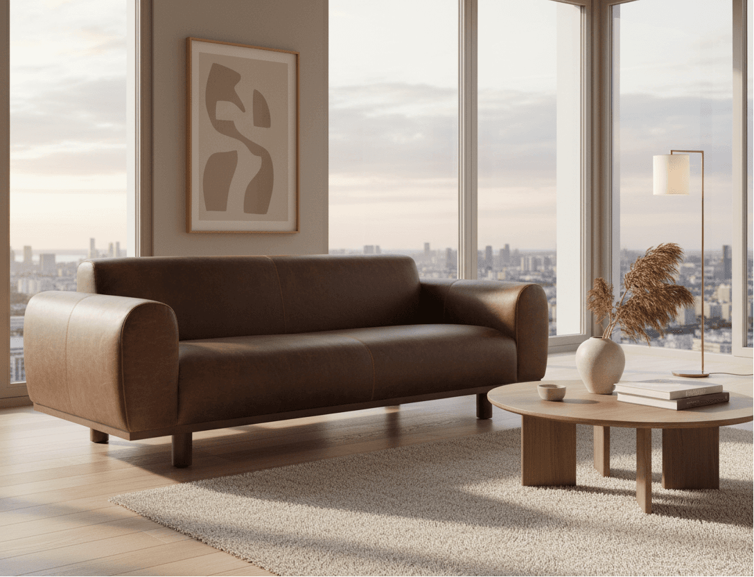 Poly & Bark Brescia Sofa - Chocolate Brown Italian Leather Couch FFE-1302 - Image 1