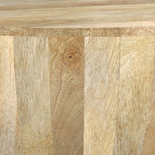 DISPOSE- Elmbrook SOLID MANGO WOOD 34 inch Wide Round Modern Industrial Drum Coffee Table in Natural, Fully Assembled FFW-1001 - Thumbnail 4