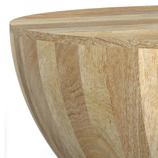 DISPOSE- Elmbrook SOLID MANGO WOOD 34 inch Wide Round Modern Industrial Drum Coffee Table in Natural, Fully Assembled FFW-1001 - Thumbnail 5