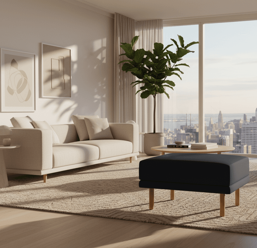 Burrow Navy Blue Range Ottoman FFE-1306 - Thumbnail 2