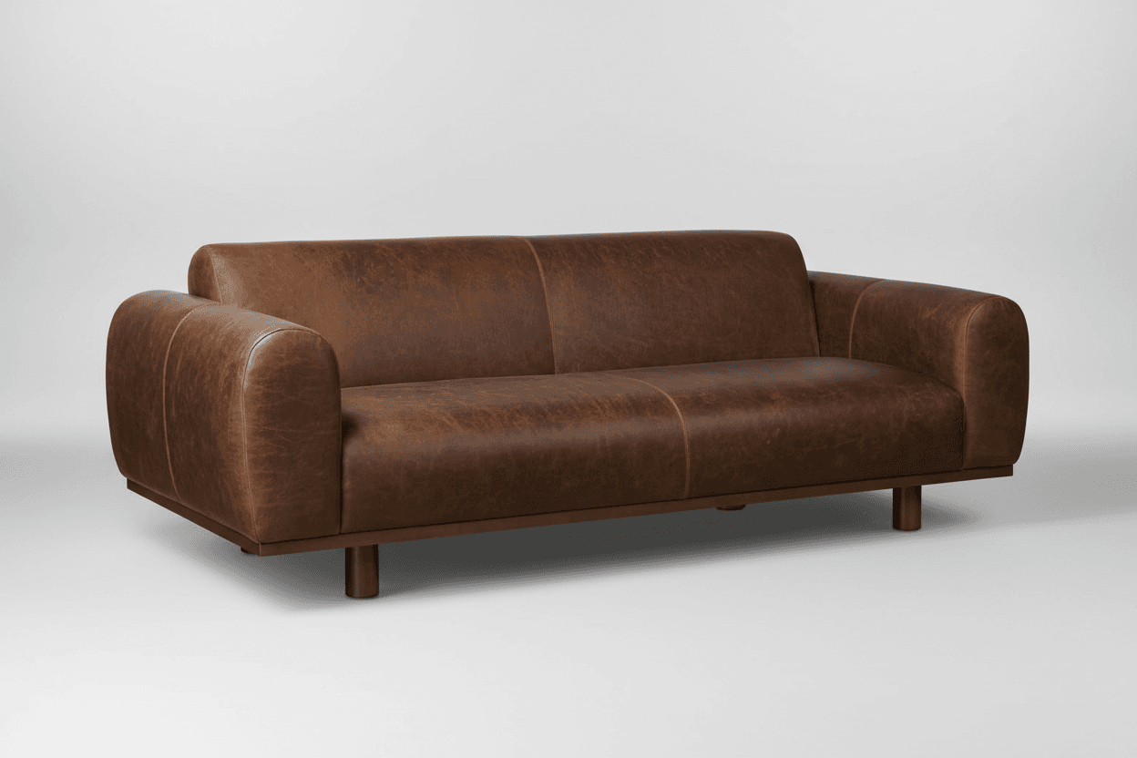 Poly & Bark Brescia Sofa - Chocolate Brown Italian Leather Couch FFE-1302 - Thumbnail 5