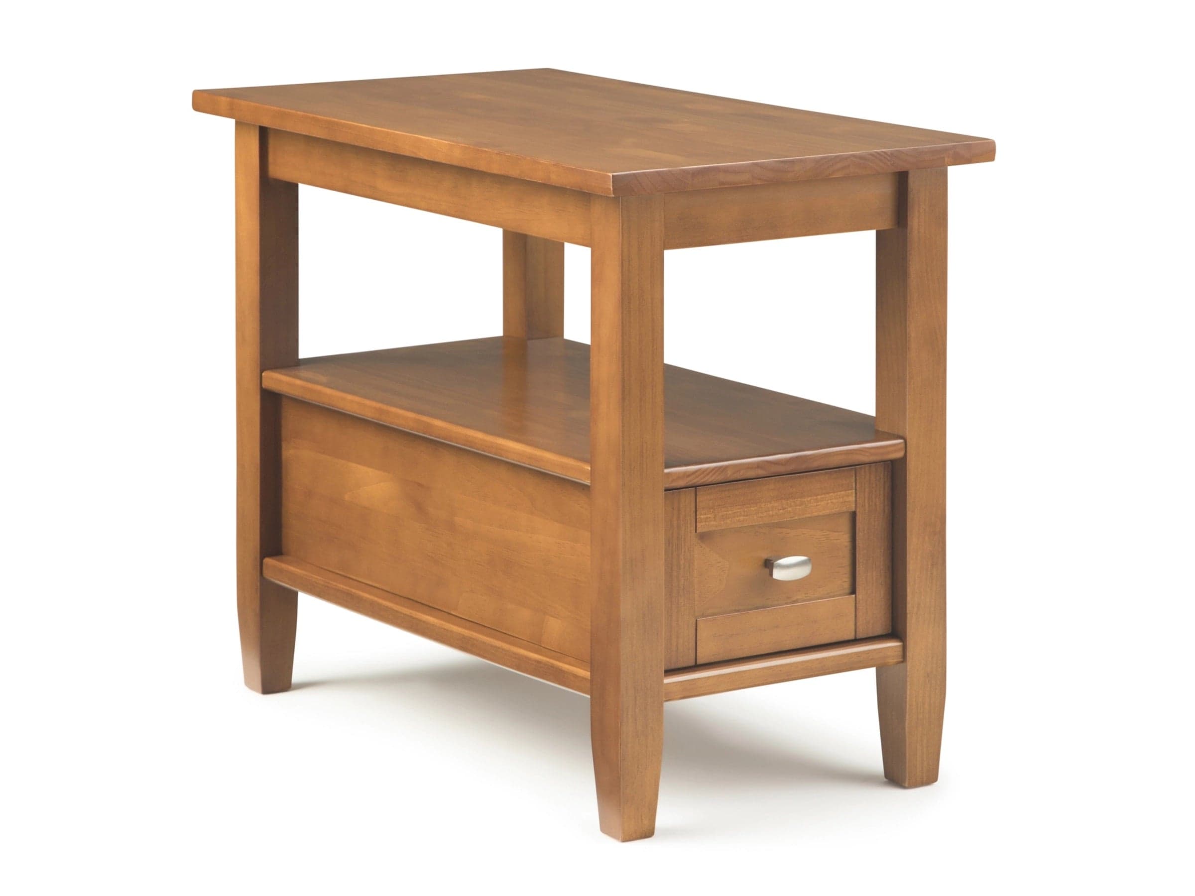 Dispose - Warm Shaker SOLID WOOD 14 inch Wide Rectangle Transitional Narrow Side Table in Light Golden Brown FFW-1000 - Thumbnail 3