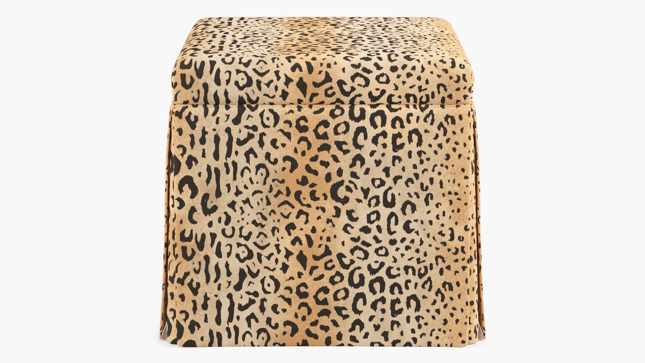 Skirted Leopard Print Upholstered Storage Ottoman (2 available) FFE-1325 - Image 1