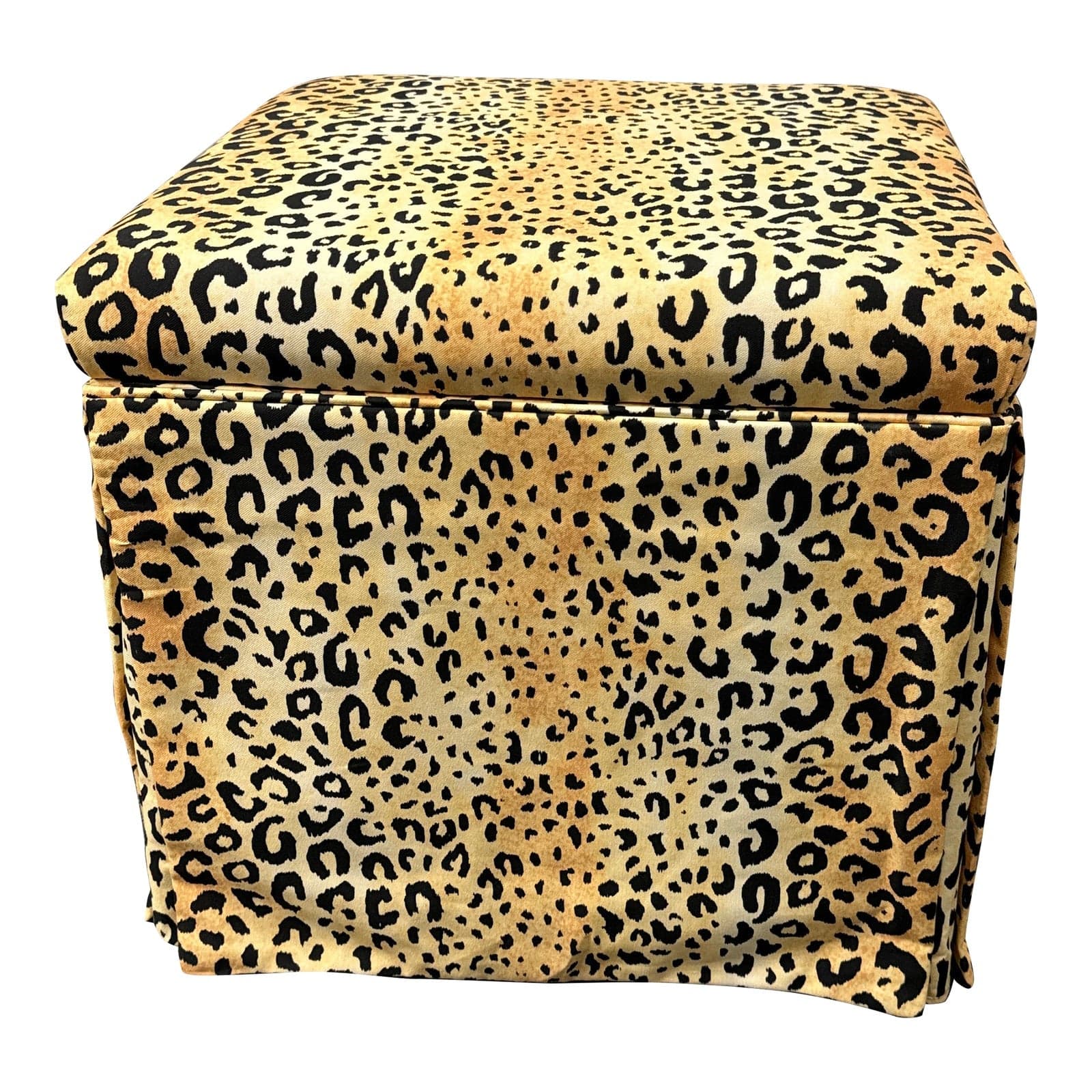Skirted Leopard Print Upholstered Storage Ottoman (2 available) FFE-1325 - Thumbnail 2