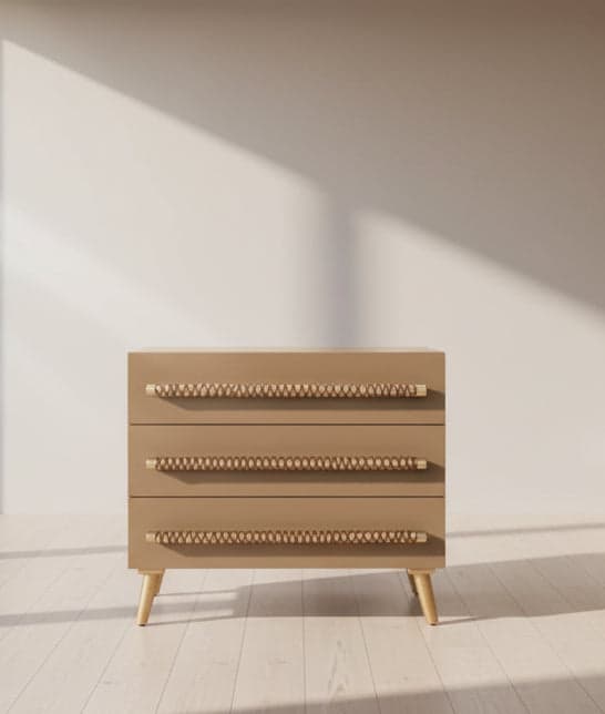 Safavieh Raquel Contemporary 3 Drawer Chest Nightstand - Taupe/Gold FFE-1343 - Image 1