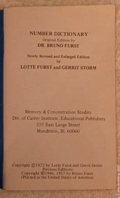 Number Dictionary by Dr. Bruno Furst & Lotte Furst, 1972, Reference Book - Thumbnail 2