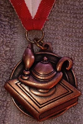 Crown of Knowledge & Learning Medals with Pins Made in USA Red White Blue Ribbon - Thumbnail 2