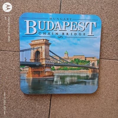 Budapest Hungary Landmark Square Cork Coaster Set of 6, Lightweight, Stackable - Thumbnail 4