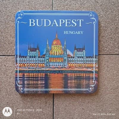 Budapest Hungary Landmark Square Cork Coaster Set of 6, Lightweight, Stackable - Thumbnail 9