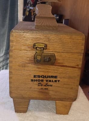 Esquire De Luxe Wooden Shoe Valet Brown Shoe Care Box - Image 1