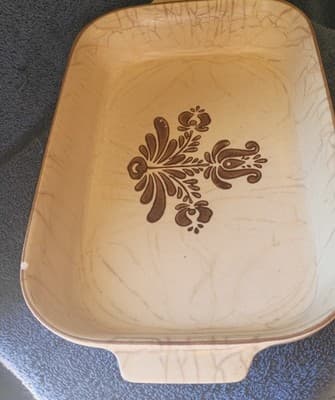 Pfaltzgraff 2 Qt Stoneware Baker 236 Beige Brown Floral Oven Microwave Safe - Thumbnail 3