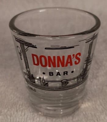 Donna's Bar Clear Glass Shot Glass Printed Decorated Novelty Barware - Image 1