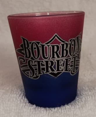 Bourbon Street Red Blue Gradient Shot Glass Decorated Painted Barware - Image 1
