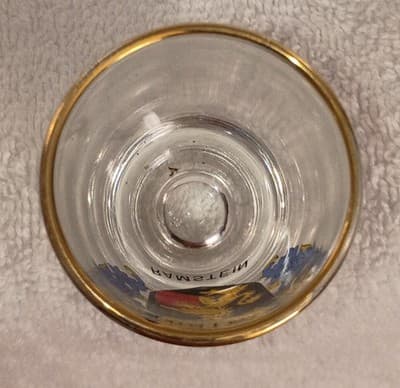 Ramstein Coat of Arms Gold Rim Black Red Shot Glass 22 Karat Gold (RARE) - Thumbnail 2
