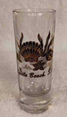 Myrtle Beach Double Shot Glass Clam Shell And Star Fish Design - Image 1