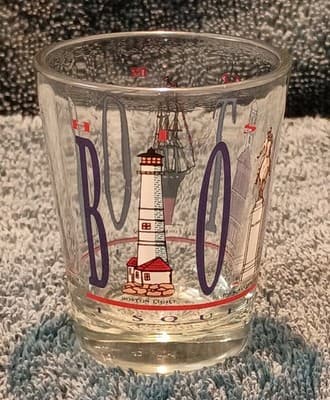 Vintage 1980's Boston Massachusetts Landmarks Souvenir Shot Glass Collectible - Image 1
