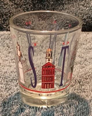 Vintage 1980's Boston Massachusetts Landmarks Souvenir Shot Glass Collectible - Thumbnail 2