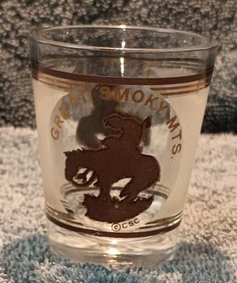 Vintage 80's Great Smoky Mountains Horse Rider Clear Shot Glass Painted Barware - Thumbnail 3